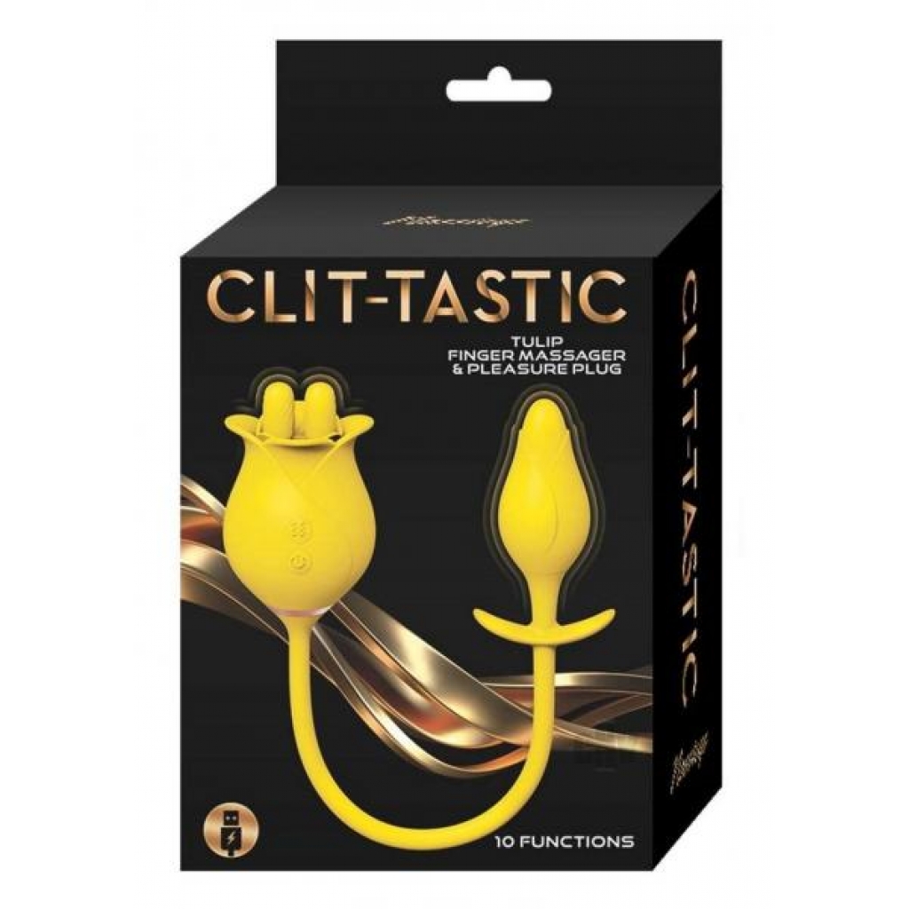 10-Function Clit Tastic Tulip Pleasure Plug - Yellow