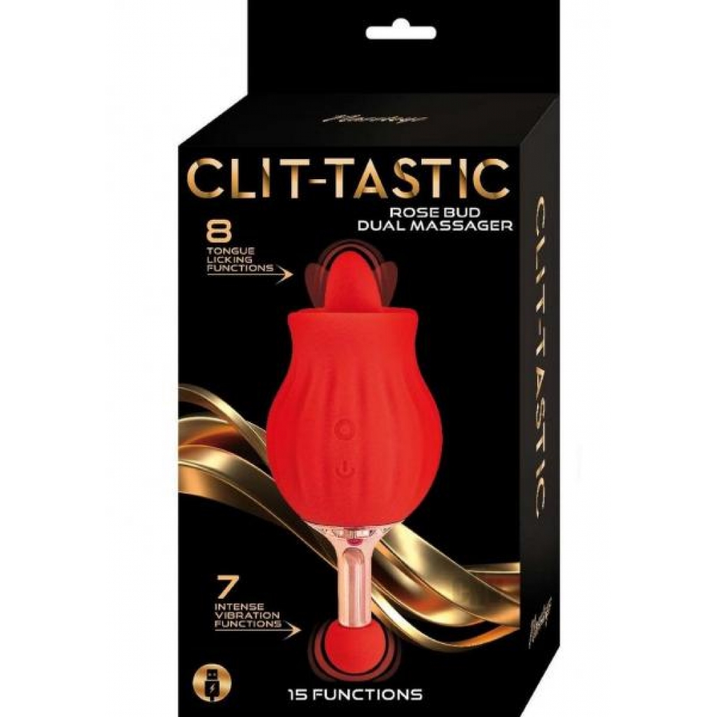 Clit Tastic Rose Bud Dual Massager - Red