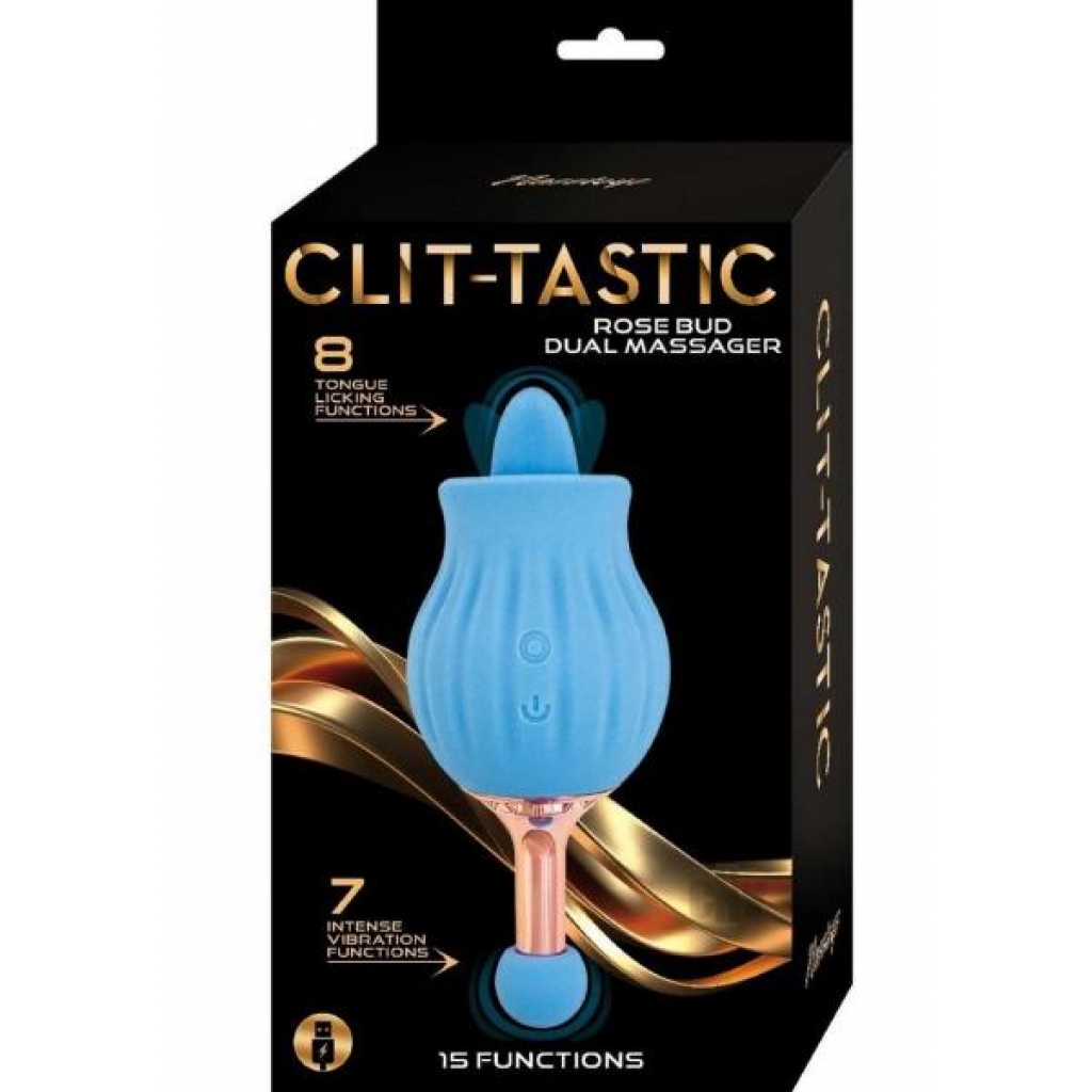 Clit Tastic Rose Bud Dual Massager - Blue