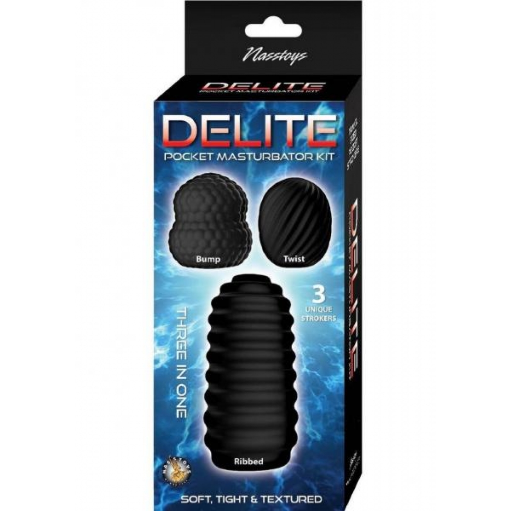 Delite Pocket Masturbator Kit Black