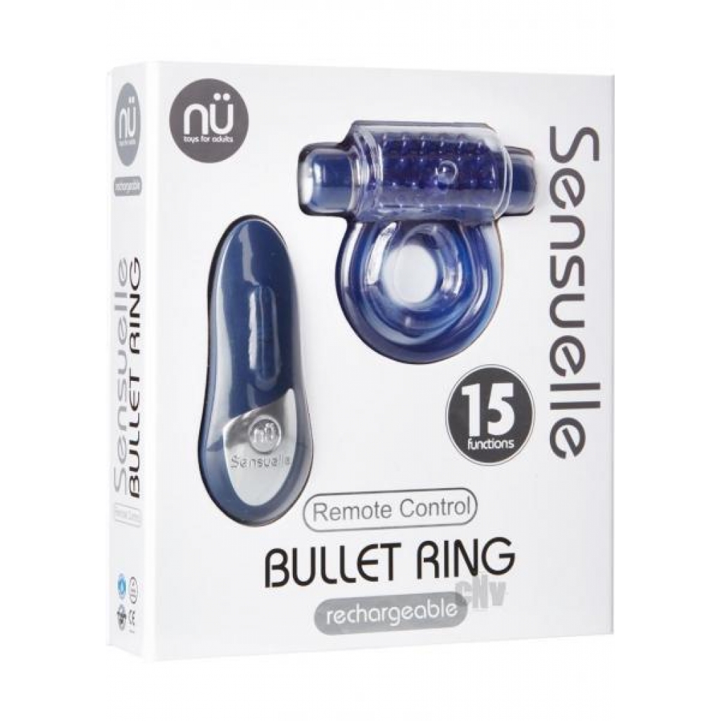 Sensuelle Remote Control Bullet Ring - Blue