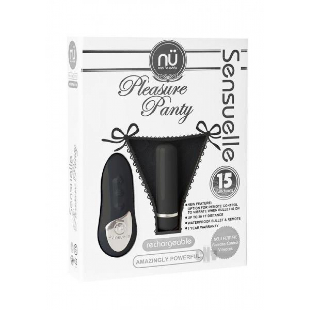 Sensuelle Pleasure Panty with Remote Control Bullet - Black