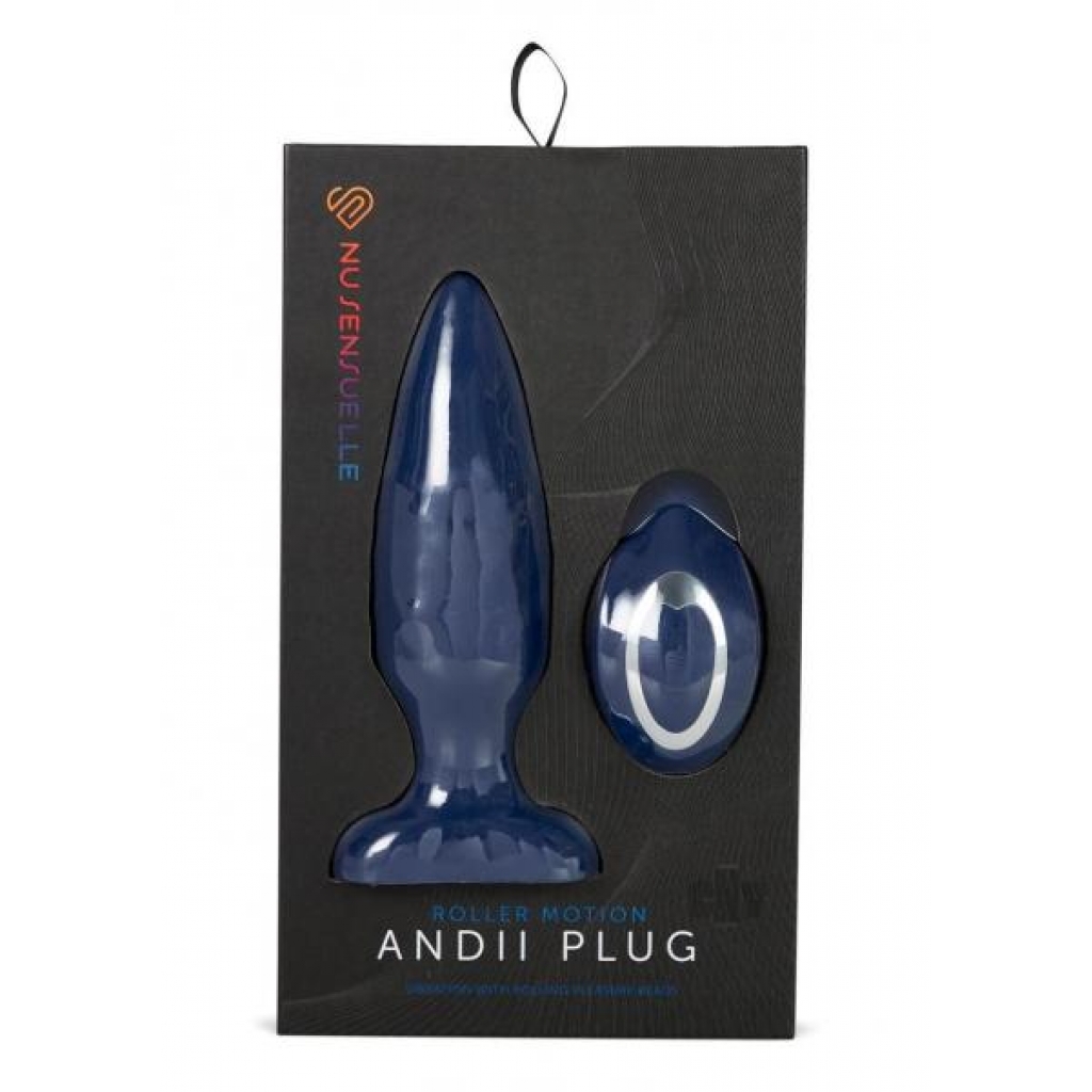 Sensuelle Andii Plug with Remote Control: Navy Blue