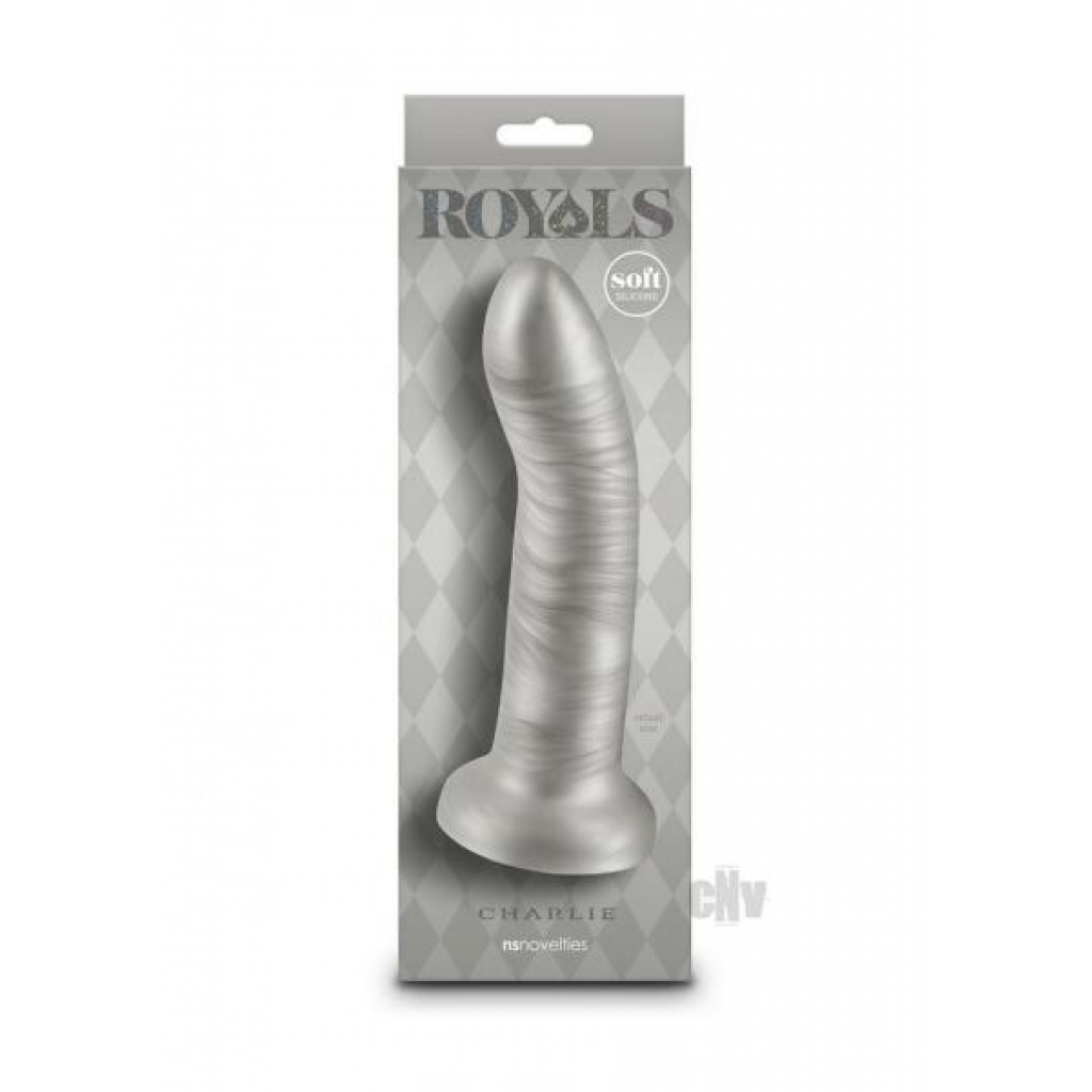 Royals Charlie 7 Curved Dildo in Shimmery Silver