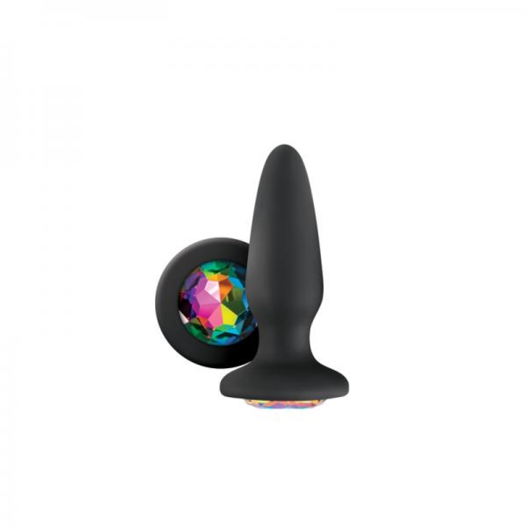 Glams Rainbow Gem Black Anal Plug - Ns Novelties