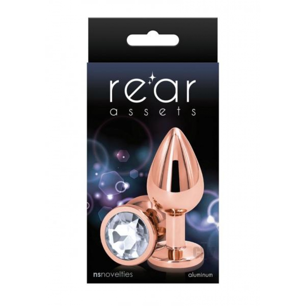 Rear Assets - Rose Gold Med Clear Anal Toy