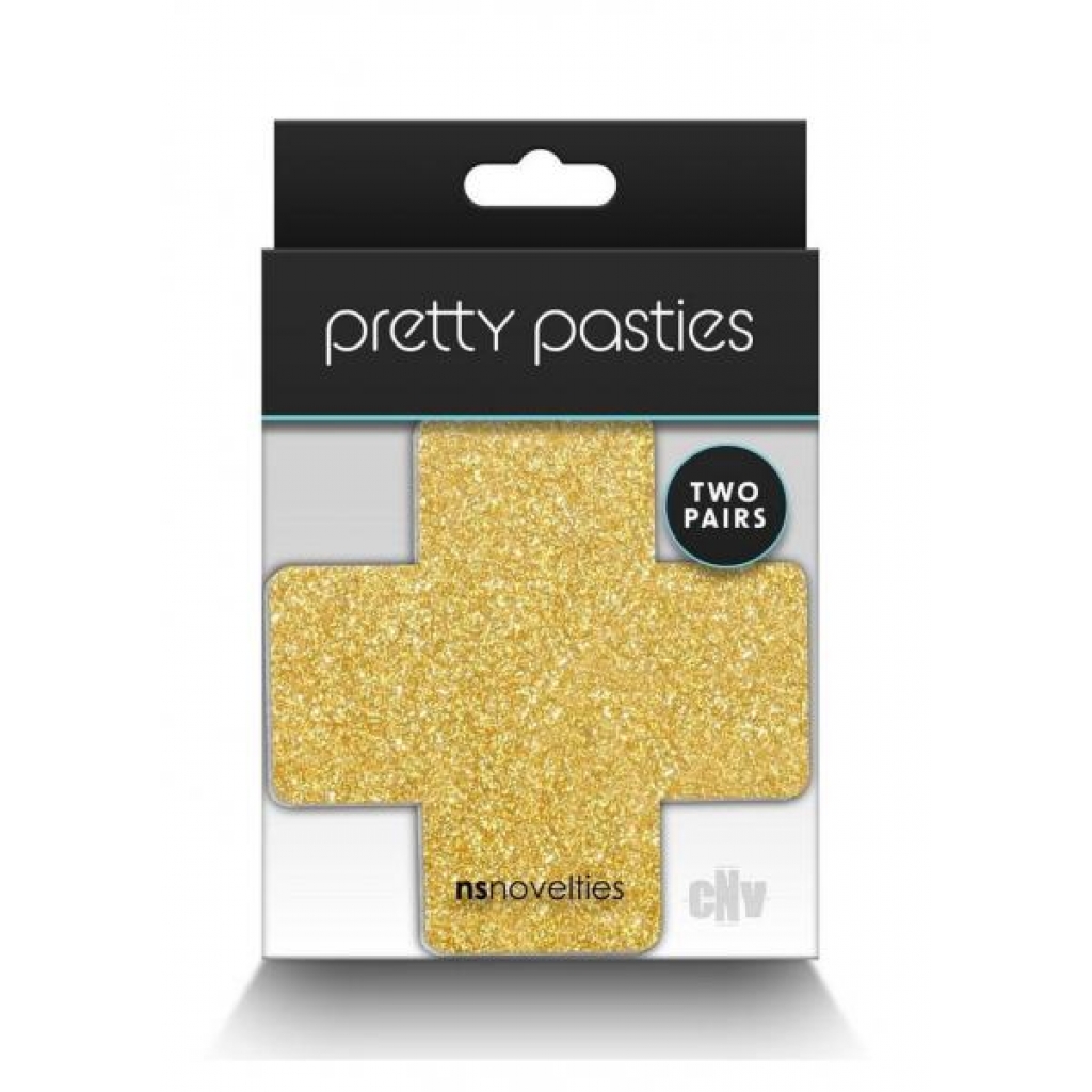 Pretty Pasties Glitter Cross - Black/Gold