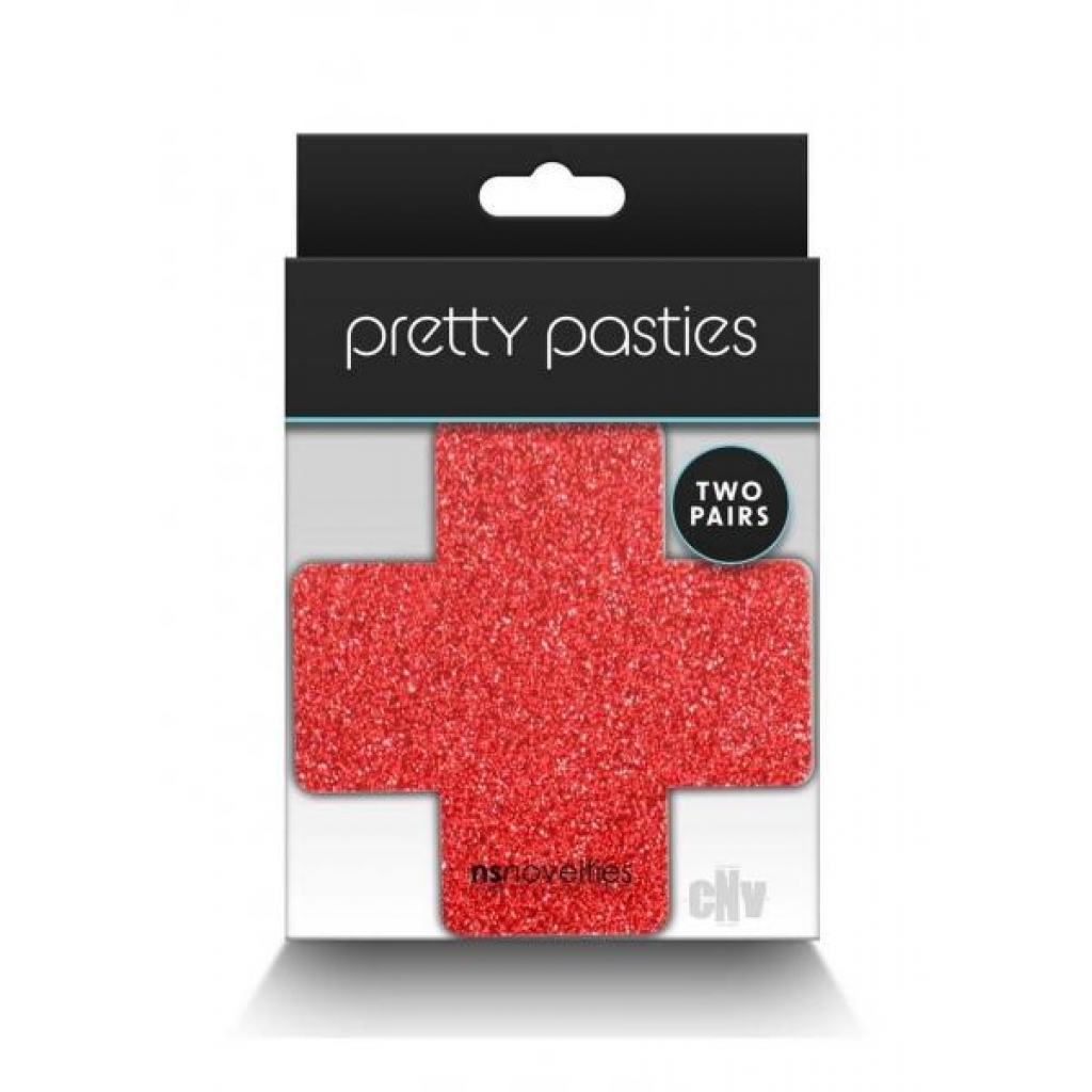 Pretty Pasties Glitter Cross Red/slv - New Sensations