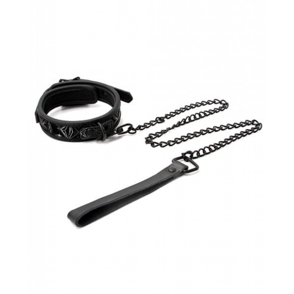 Adjustable Sinful Collar & Leash Set - Black