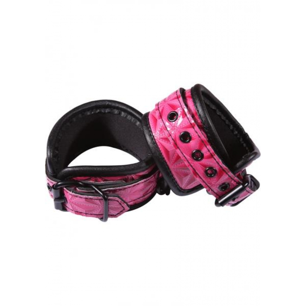 Sinful Vinyl Wrist Cuffs Pink - Ns Novelties