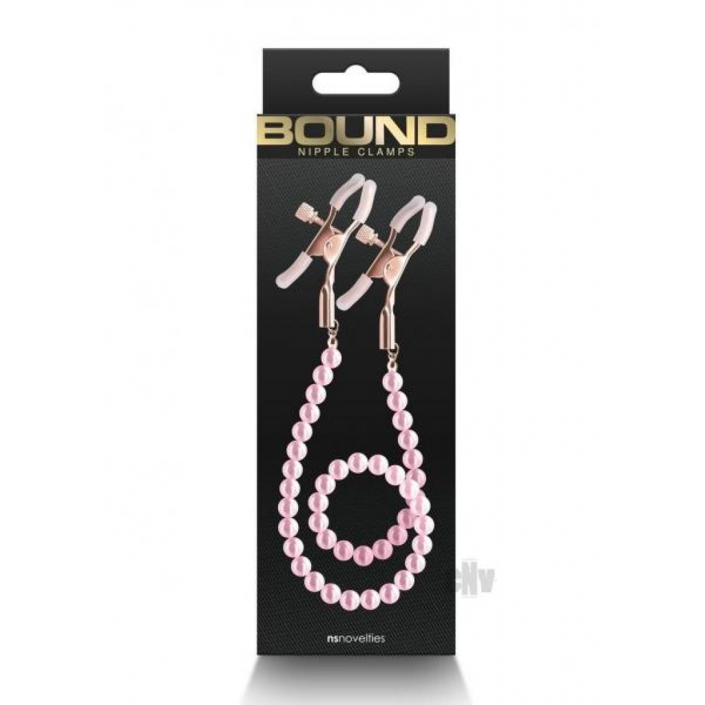 Bound Nipple Clamps with Adjustable Chain - Rose Gold/Pink