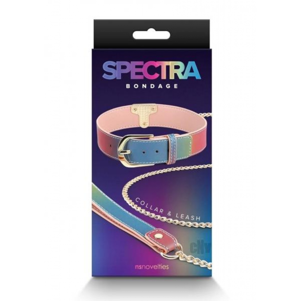 Spectra Bondage Collar And Leash Rainbow - New Sensations