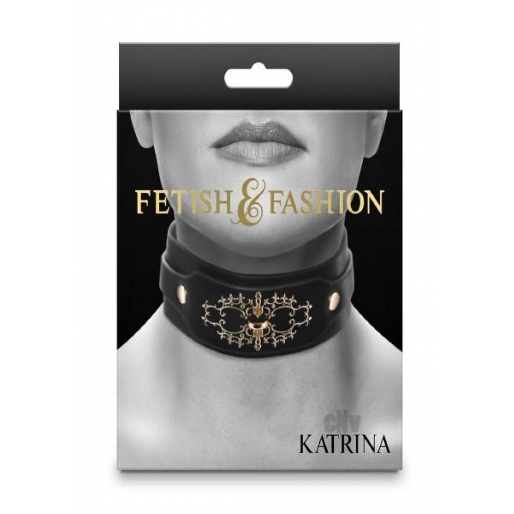 Royal Quality Fetish Fashion Katrina Collar - Black/Gold