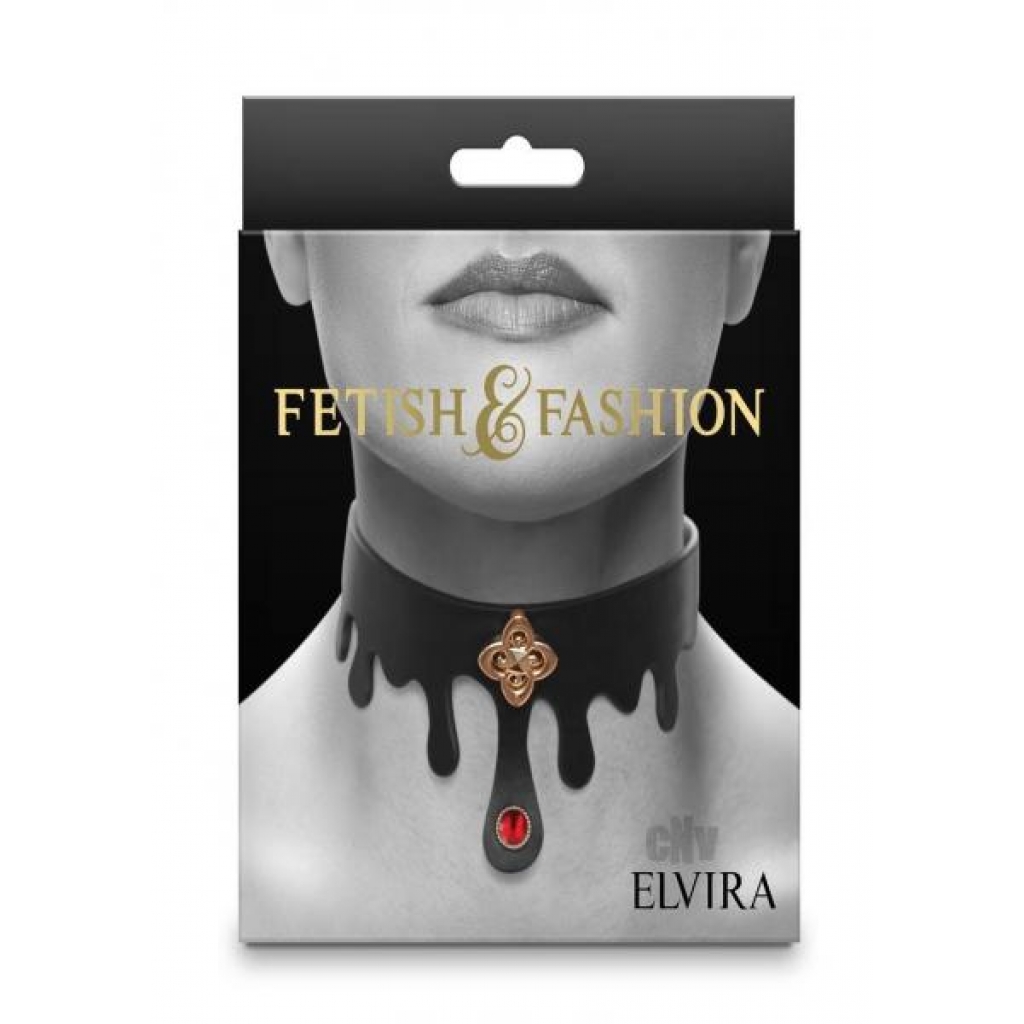 Fetish Fashion Elvira Collar - Black/Gold