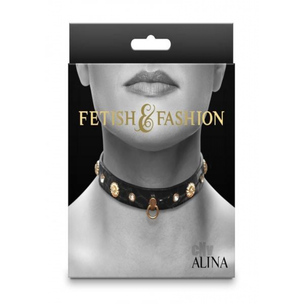 Fetish Fashion Alina Collar - Black/Gold