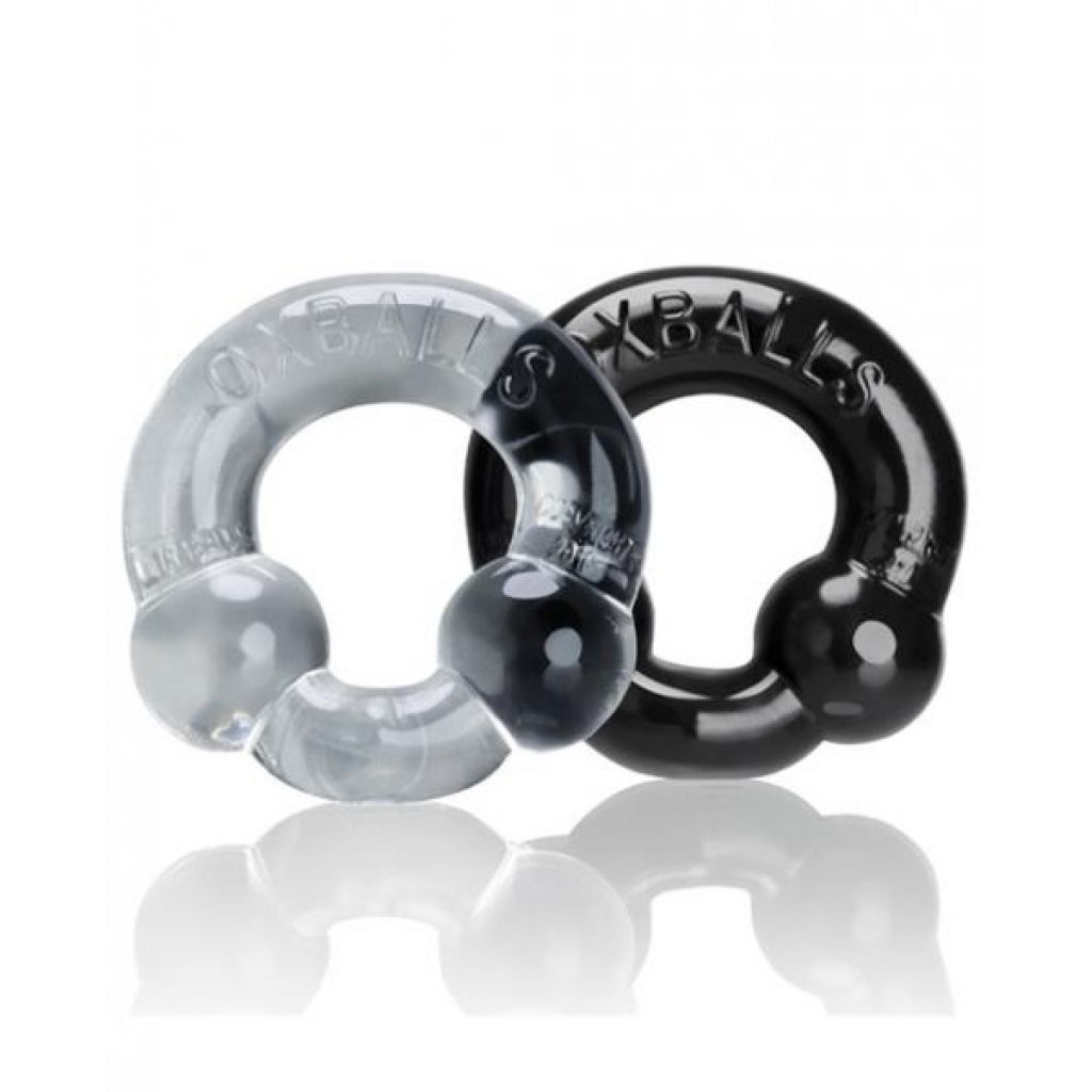 Oxballs Ultraballs Cock Rings - Black, Clear - 2 Pack