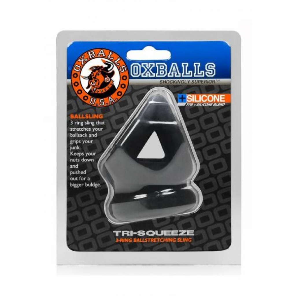 Tri-sqeeze Cocksling/ballstretcher Black - Blue Ox Designs Llc