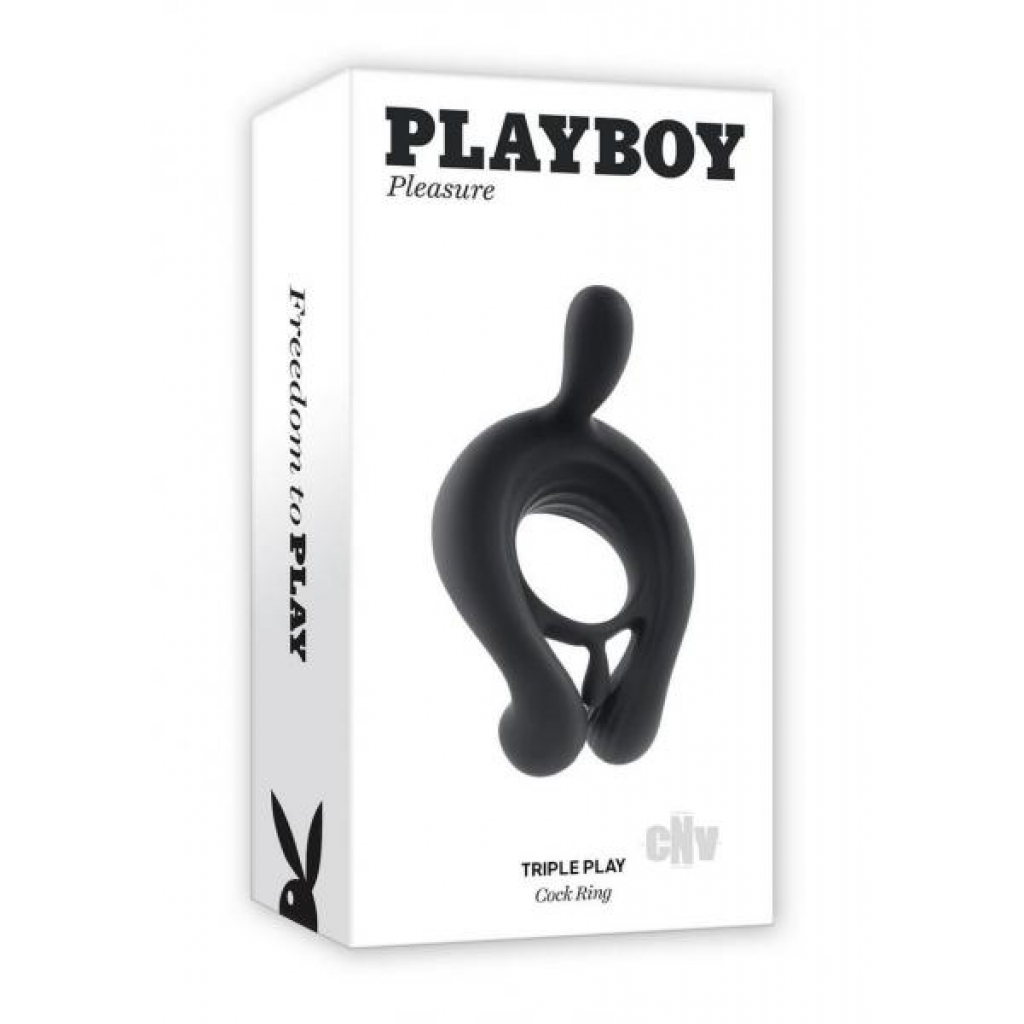 Playboy Triple Play Remote Control Cock Ring - Black