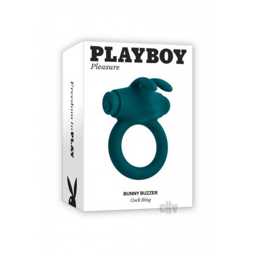 Playboy Bunny Buzzer Vibrating Cock Ring - Teal