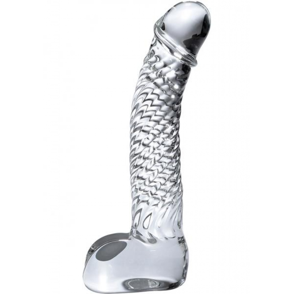 Icicles No 61 Textured Glass Dildo With Balls Clear 5 Inch - Pipedream