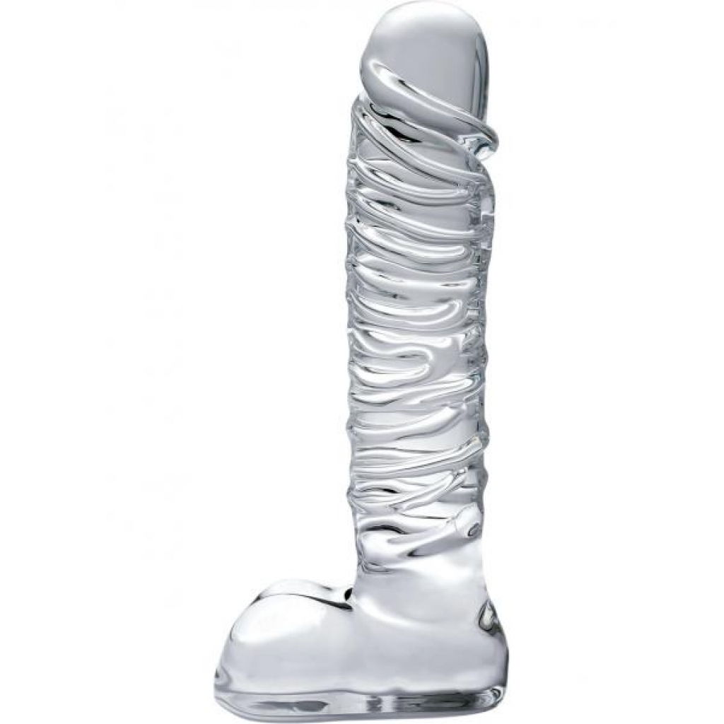 Icicles No. 63 Textured Glass Dildo With Balls 8.5