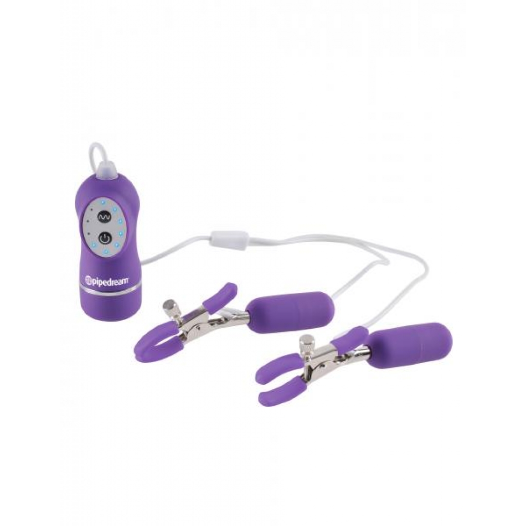 Fetish Fantasy 10 Function Vibrating Nipple Clamps Purple - Pipedream