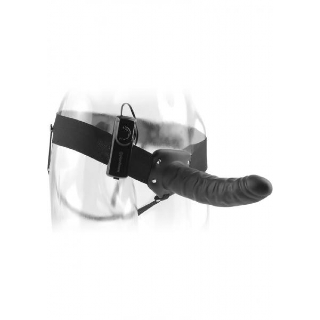 Fetish Fantasy Vibrating Hollow Strap On Black 8 Inches - Pipedream