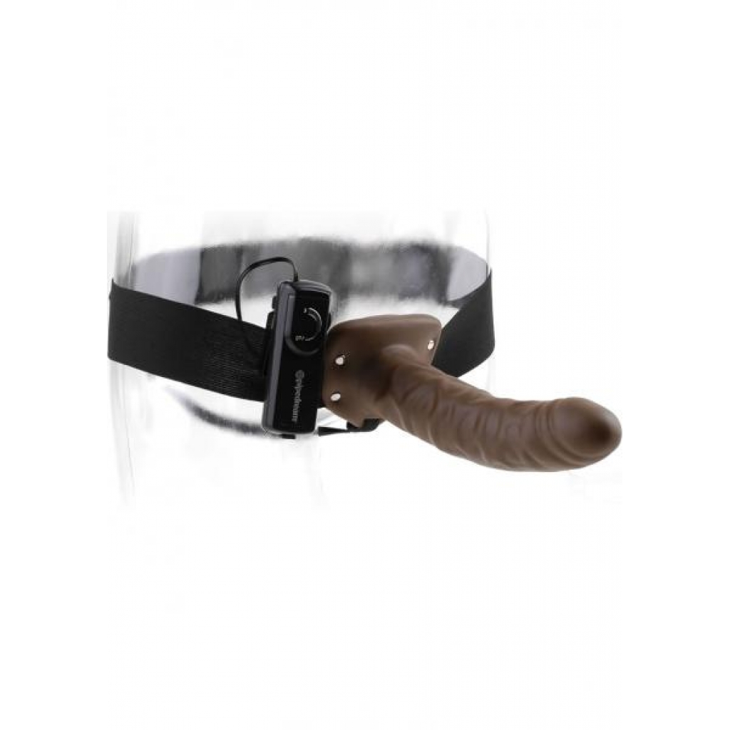 Vibrating Hollow Strap On Brown 8 Inches - Pipedream