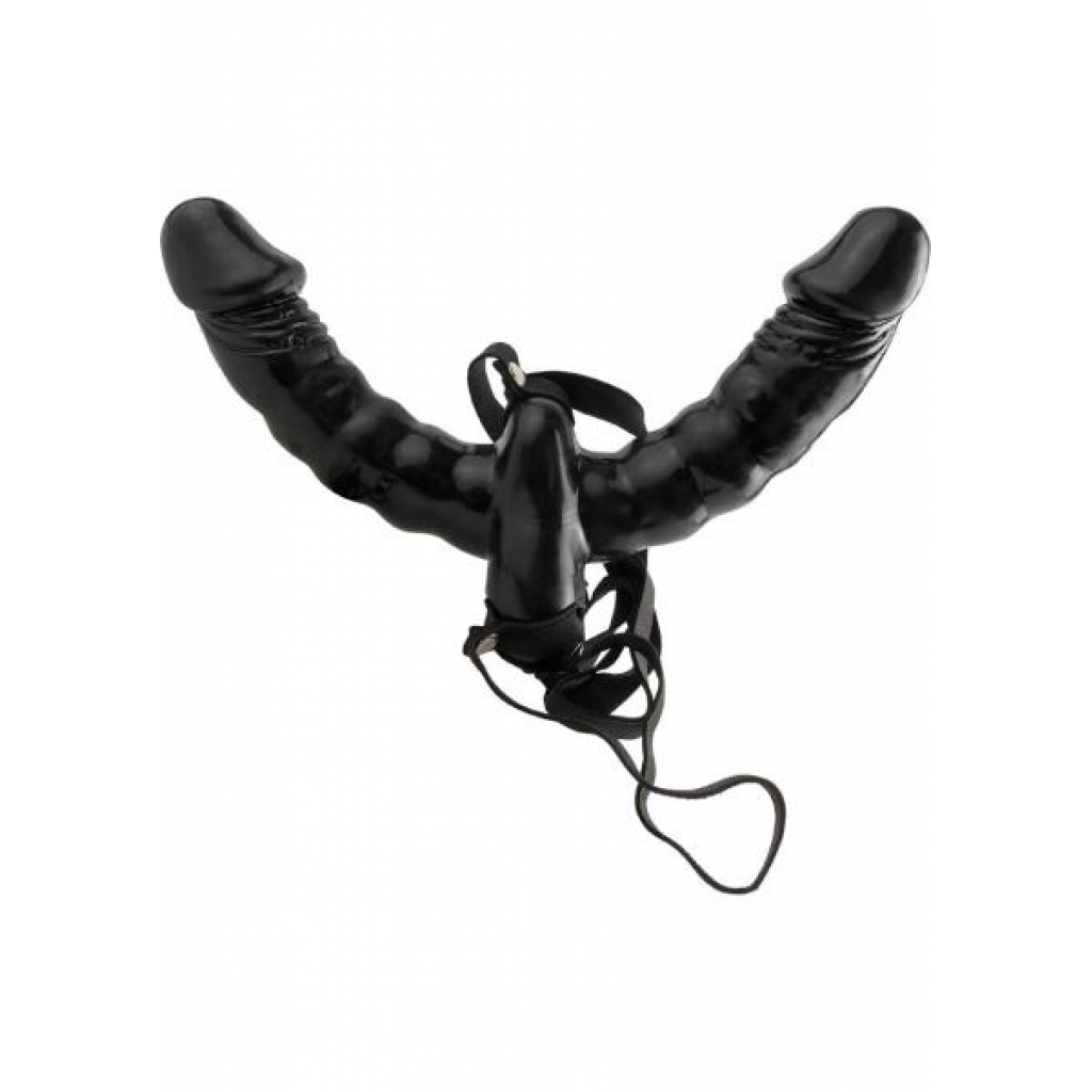 Vibrating Double Delight Strap-On Black - Pipedream