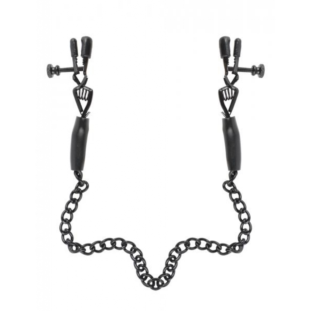 Fetish Fantasy Adjustable Nipple Chain Clamps Black - Pipedream