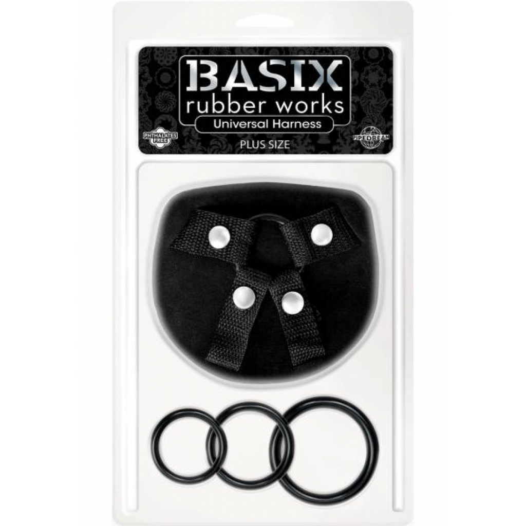 Basix Rubber Works Universal Harness Plus Size - Black