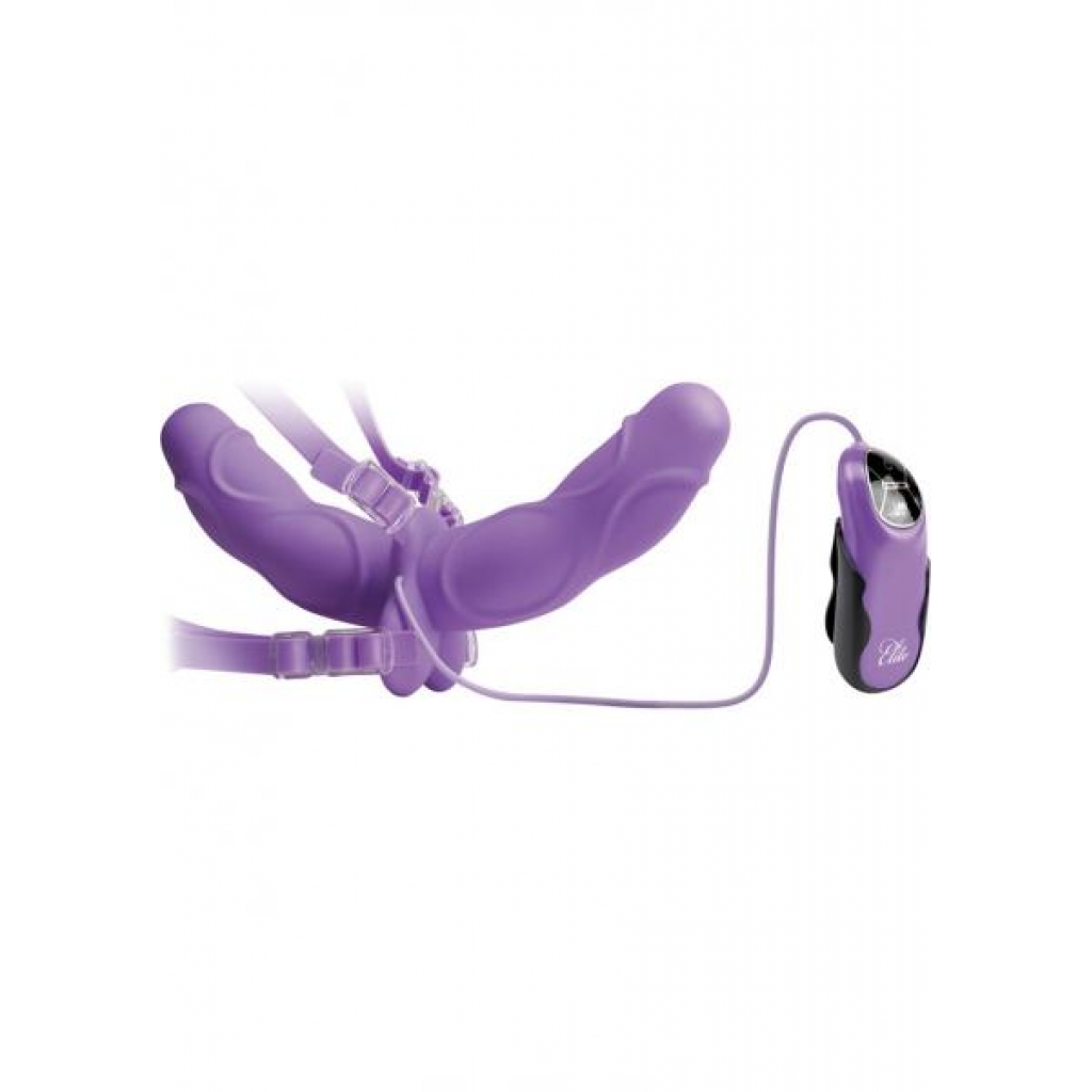 Elite Vibrating Double Delight Strap On 10 Inches Purple - Pipedream