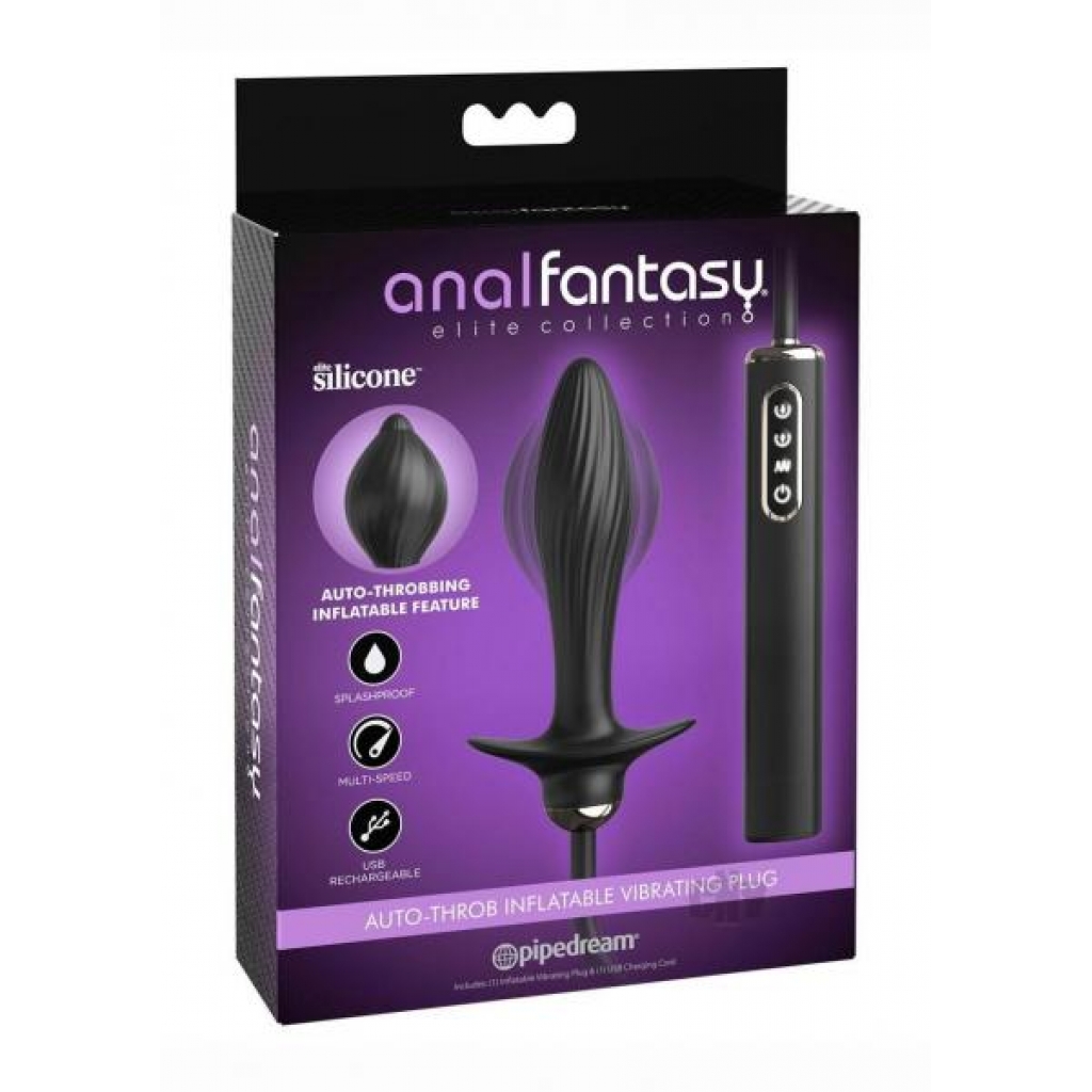 Anal Fantasy Elite Auto-throb Inflatable Vibrating Plug - Black Pleasure Tool