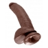 Realistic King Cock Dildo with Suction Cup - 9 Inches Brown