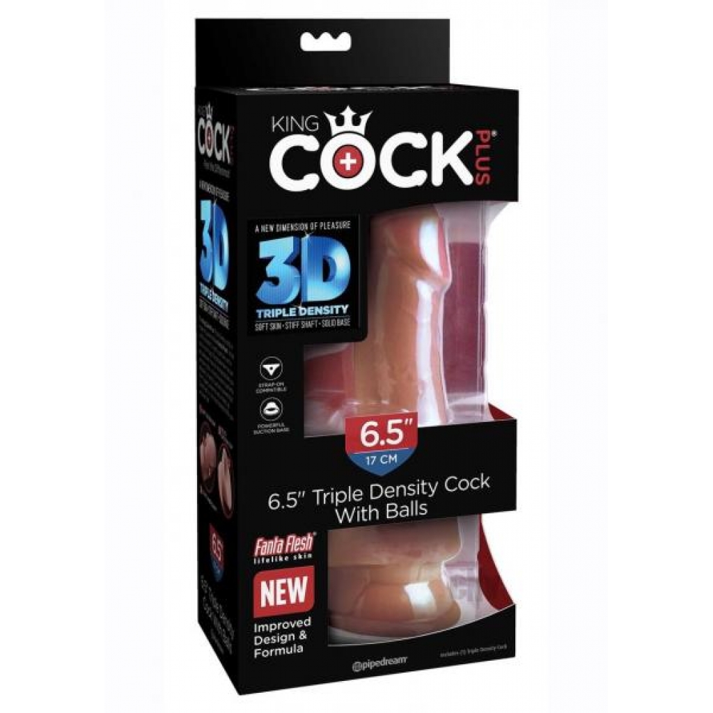 KC Plus Triple Dense Dildo with Balls - 6.5 Tan