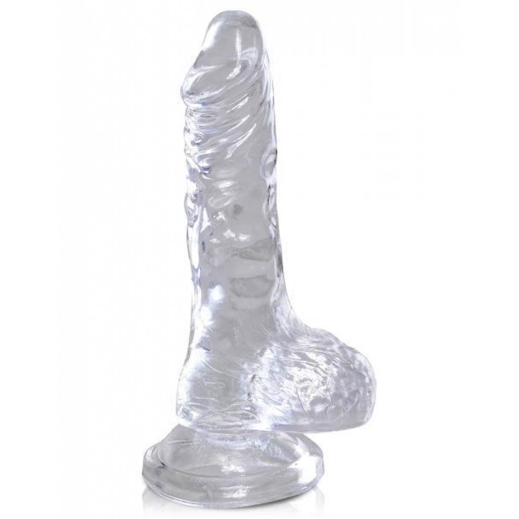 King Cock Clear 4 Inches Cock with Balls - Crystal Clear Pleasure