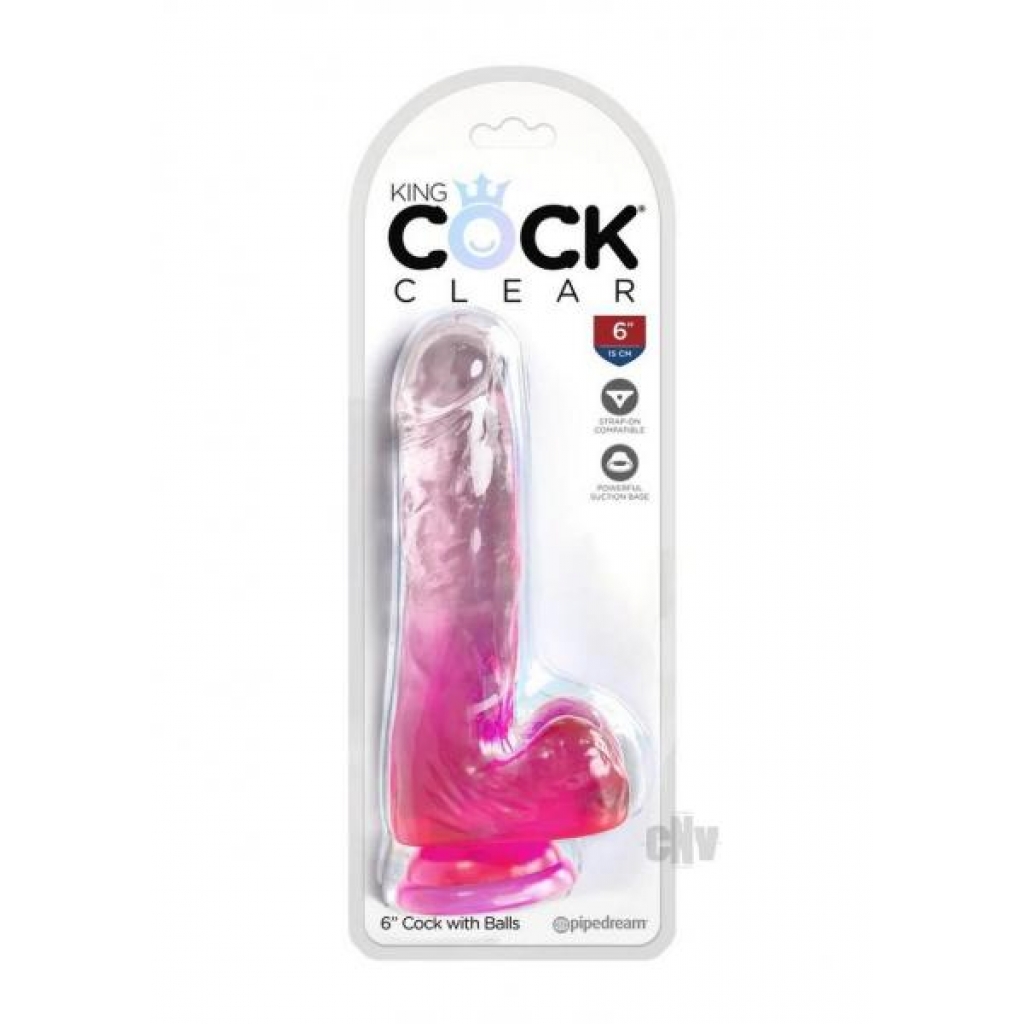 KC 6 Cock Clear with Balls - Pink