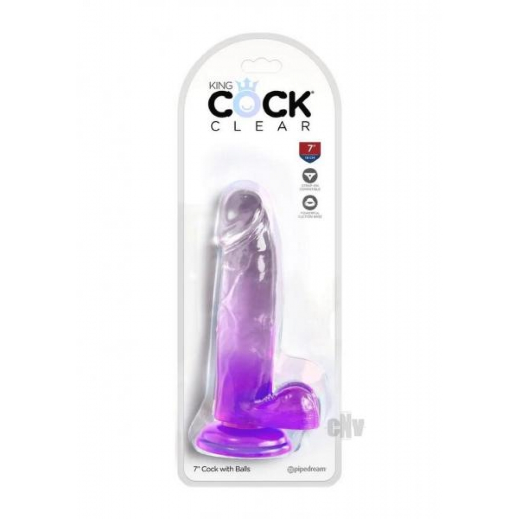 Kc 7 Cock Clear W/balls Purple - Pipedream Products,inc.