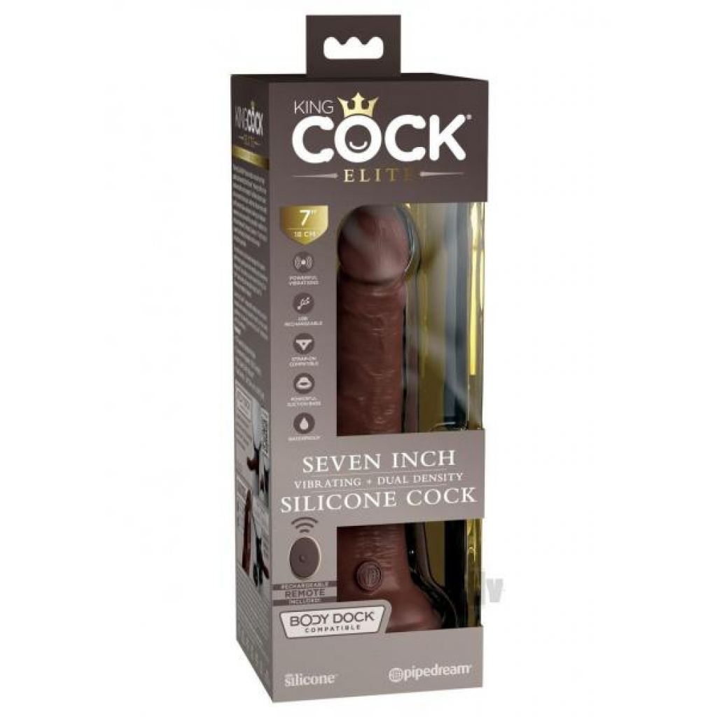 King Cock Elite Dual Density Vibe Cock - 7 Inches - Brown