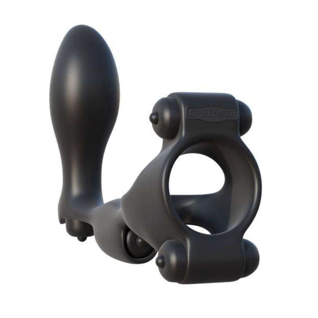 Ultimate Ass-Gasm Couples Toy with Vibrating Prostate Plug - Black