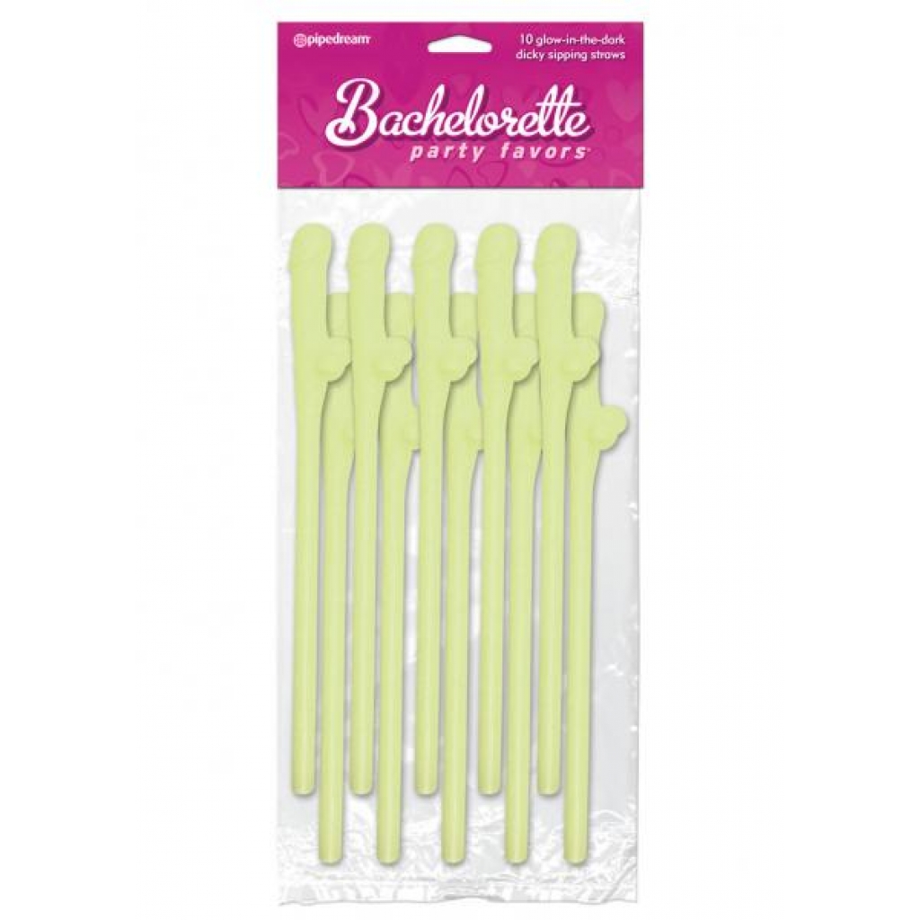 Bachelorette Party Favors Dicky Sipping Straws Glow In The Dark 10pc. - Pipedream