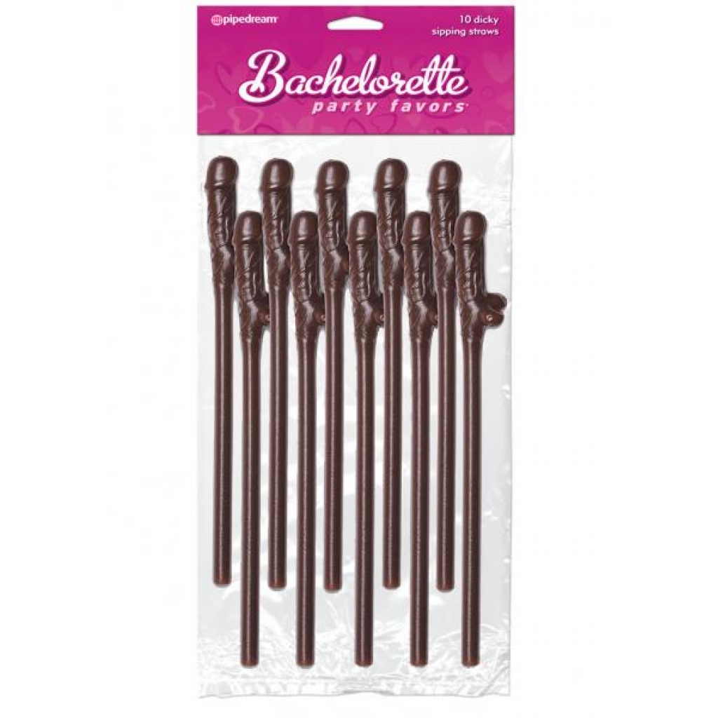 Bachelorette Party Favors Dicky Sipping Straws - Brown, 10 pcs