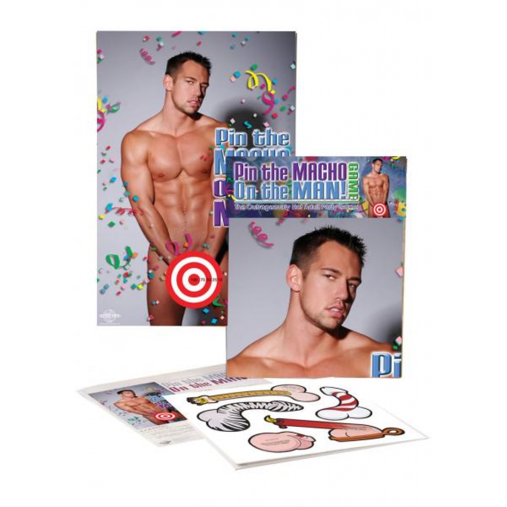 Pin The Macho On The Man Party Game - Pipedream