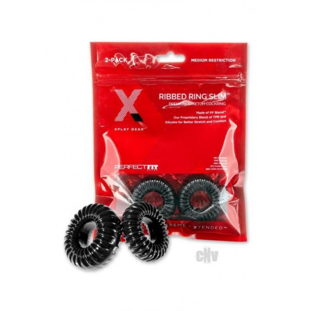 Xplay Pf Blend Pack Ribbed Slim Ring - 2 Pack