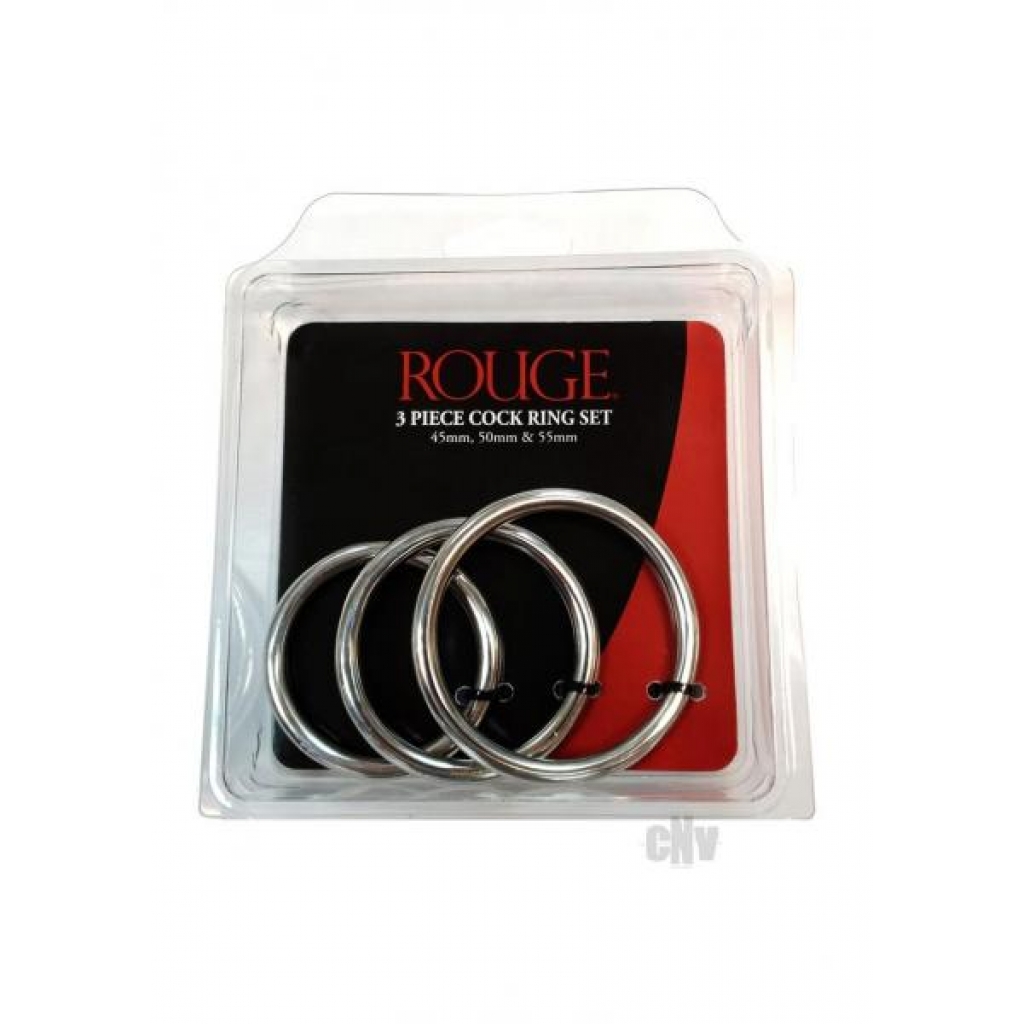 Rouge Cock Ring Set Stainless Steel 3 Pieces - Rouge Garments