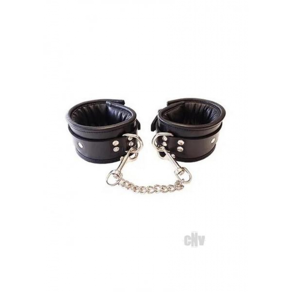 Padded Leather Ankle Cuffs - Black