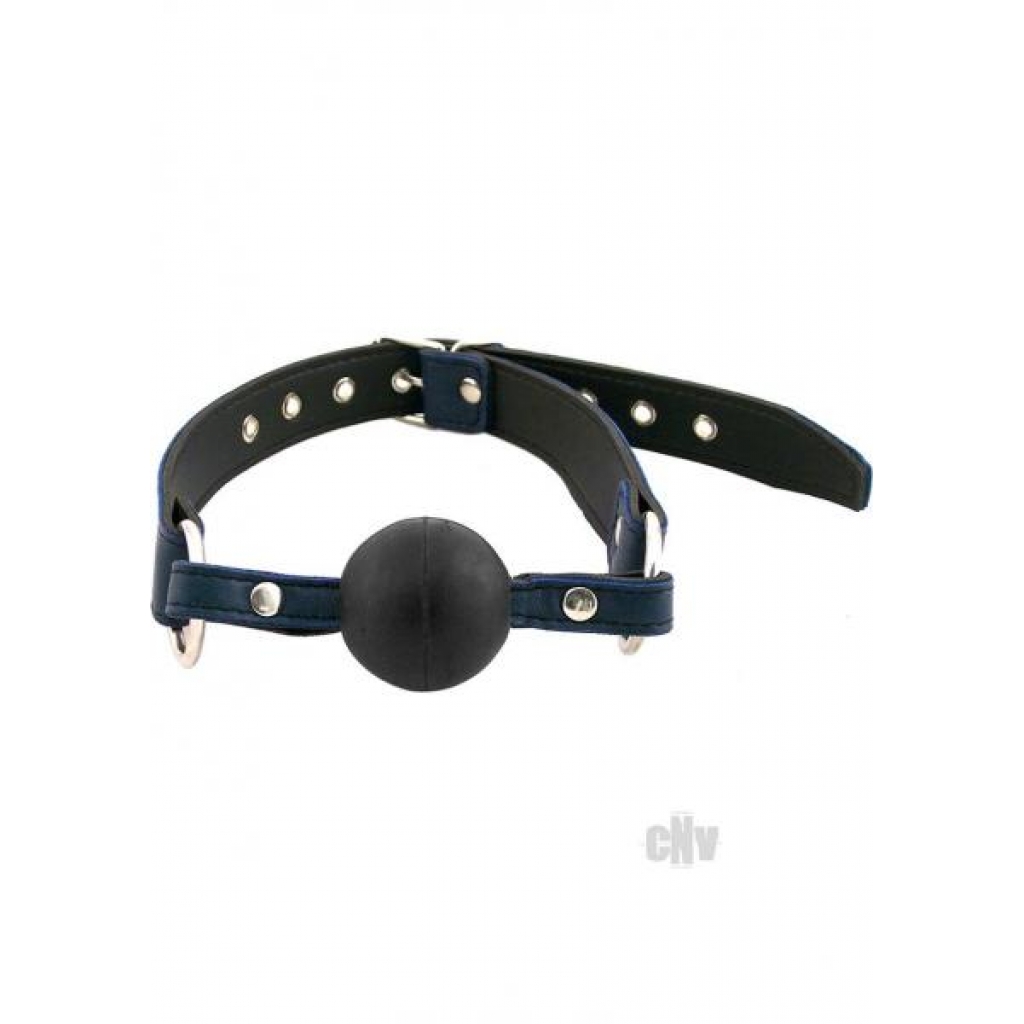 Rouge Ball Gag Blue Leather - Rouge Garments