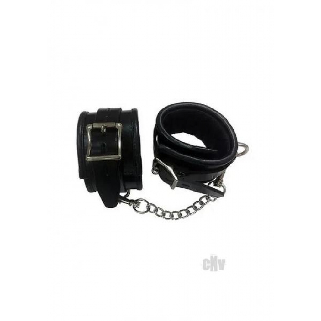 Luxury Padded Leather Wrist Cuffs in Black