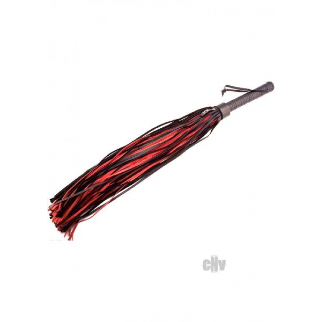 Rouge Leather Handle Flogger Red Black - Rouge Garments