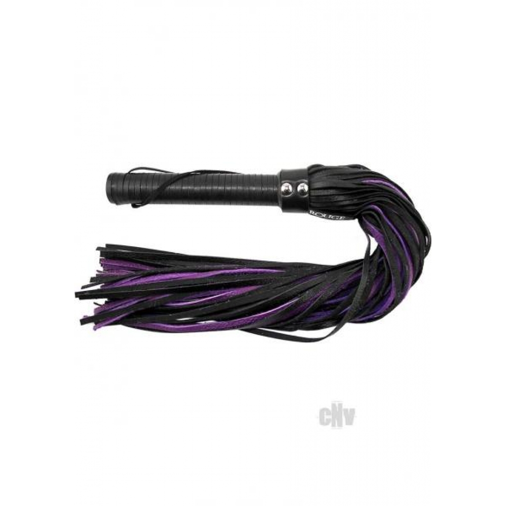 Rouge Long Leather Flogger in Black/Purple